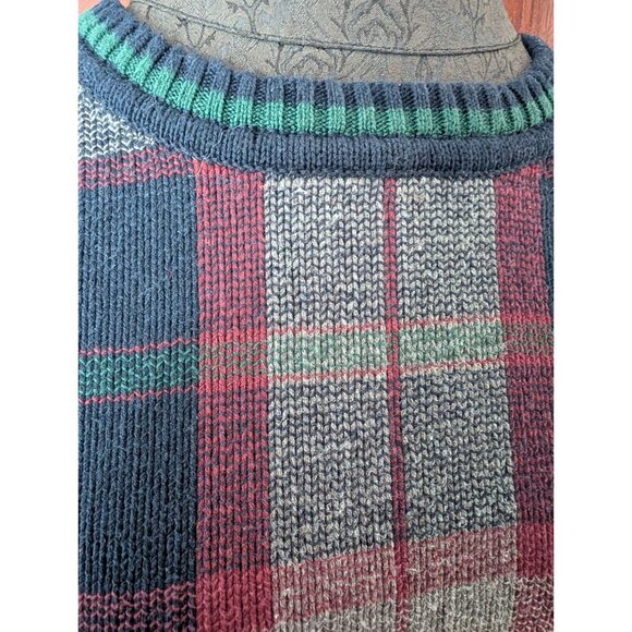 Vintage Croft & Barrow Plaid Sweater L Cotton/Acrylic Blend - Picture 2 of 6